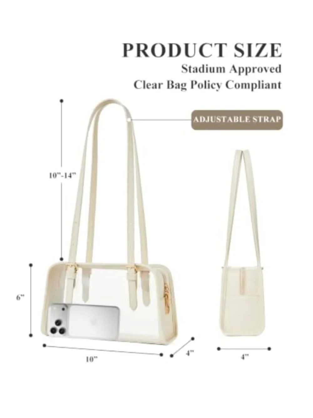 Clear Stadium Approved Purse with Adjustable Strap for Concerts